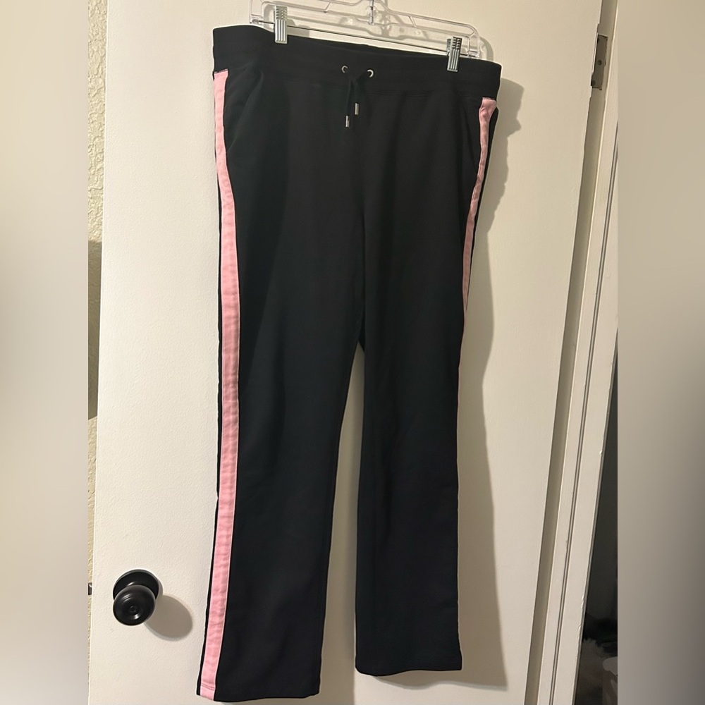 Lauren Ralph Lauren Sweatpants Black w Pink Stripe Women’s Athletic 1X